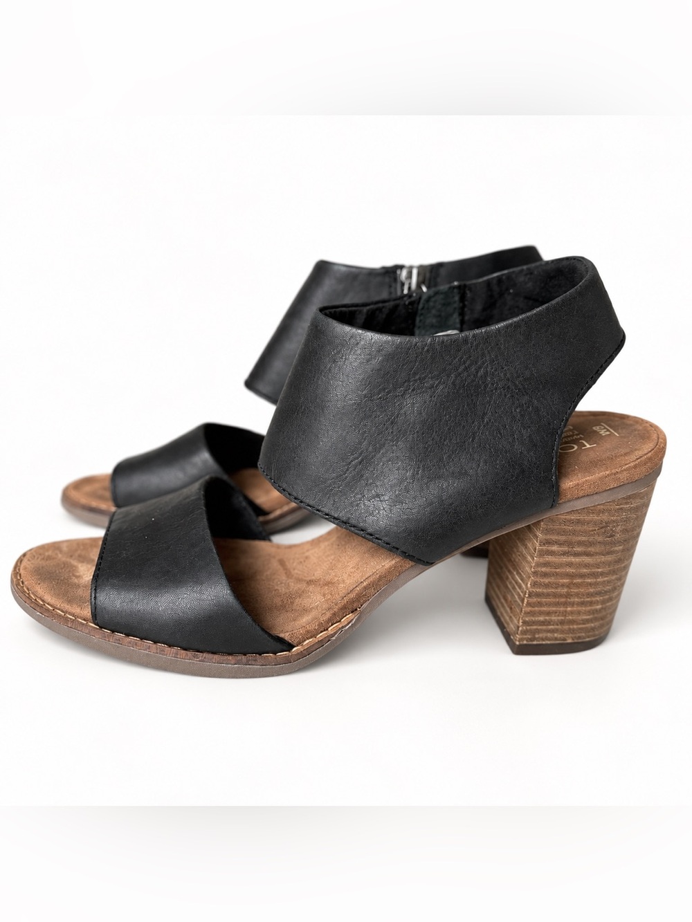 TOMS Majorca Black Cutout Block Heel Sandals Size 9